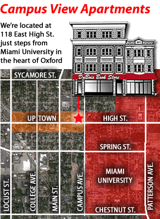 Map of Campus View Apartments in Oxford, Ohio